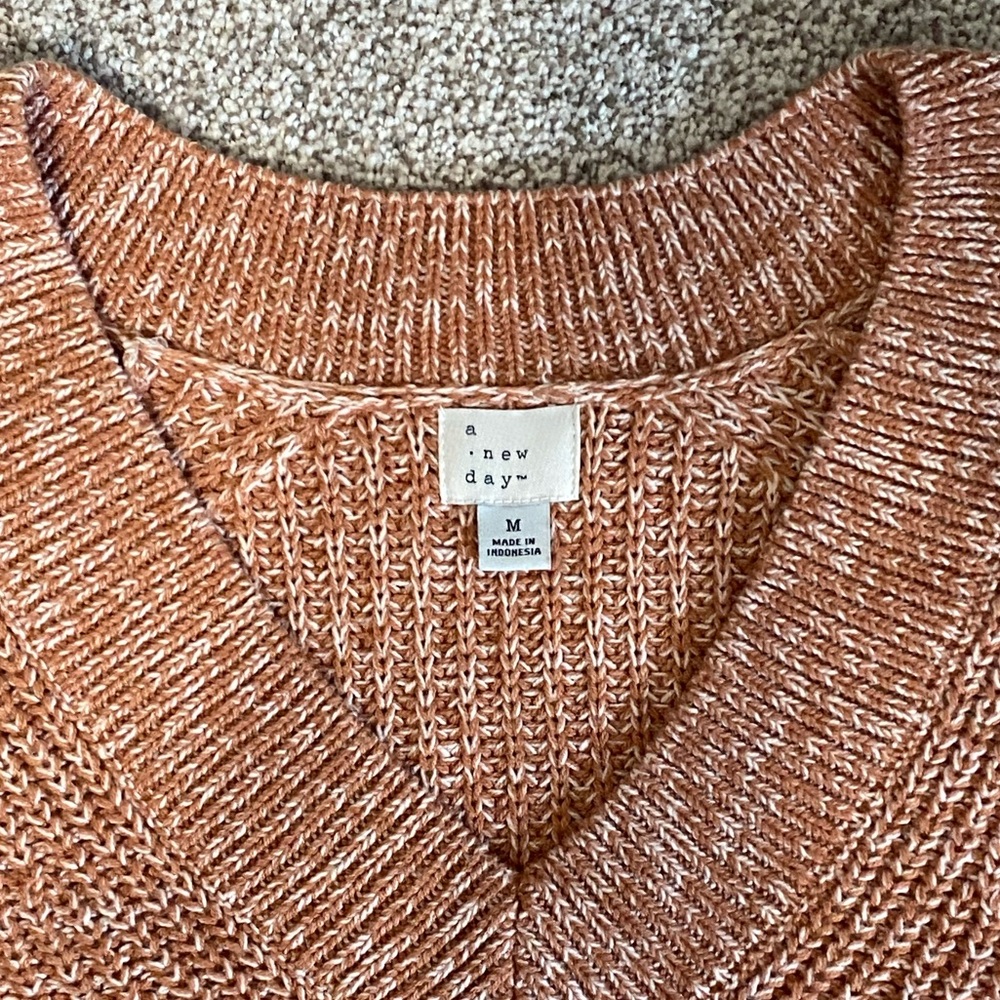 Orange and White Sweater, Size M, A• new day (brand)